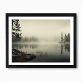 Rustic Forest Lake Oil Painting Art Print