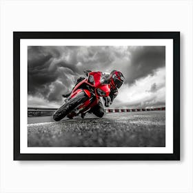 Rider On Red Bike (19) Art Print
