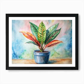 Watercolor Of A Potted Plant Art Print