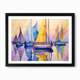 Sailboats In The Harbor 3 Art Print