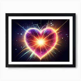 A Colorful Glowing Heart On A Dark Background Horizontal Composition 87 Art Print