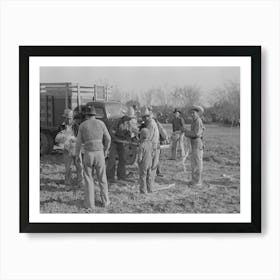 Group Of Mexican Laborers Getting Straw For Tying Carrots Near Santa Maria, Texas By Russell Lee Art Print