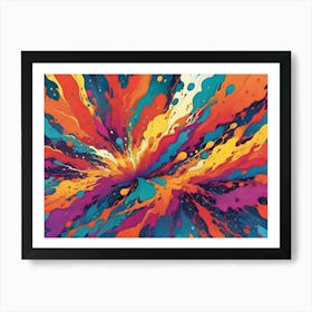 A Digital Painting Of A Colorful Explosion Of Paint Splatters And Swirls Art Print