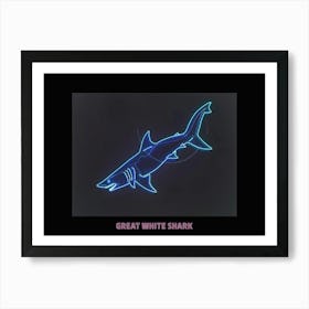 Pink Blue Neon Great White Shark Poster 1 Art Print