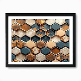 3d Hexagonal Honeycomb Pattern Art Print