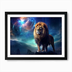 Lion In Space Art Print