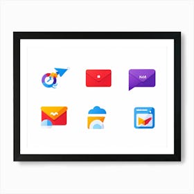 Business Communication Icons Flat Design Minimalistic For Web And Applications Include Envelope Art Print