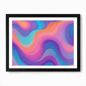 Abstract Background Of Wavy, Flowing Lines In Shades Of Pink, Purple, Blue, And Orange, Creating A Psychedelic And Mesmerizing Effect Art Print