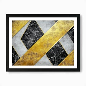 Gold And Black Marble Background 1 Art Print