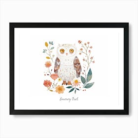 Little Floral Snowy Owl 2 Poster Art Print
