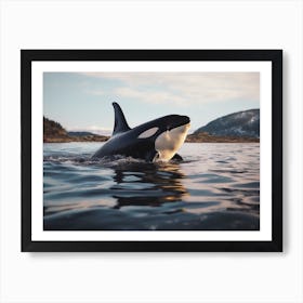 Realistic Photography Of Orca Whale Coming Out Of Ocean 2 Art Print