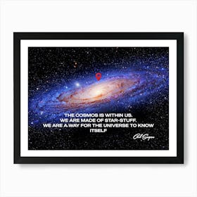 You are here map, Milky Way galaxy, Carl Sagan quote / Originally — Messier 31 (M31), The Andromeda Galaxy by Hubble space telescope — space poster, science poster Art Print