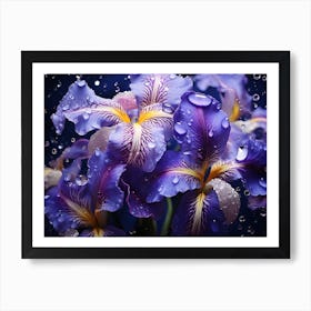 Purple Iris Flowers Art Print