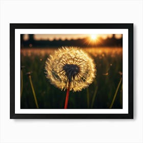 Dandelion sitting on a field, morning or dusk 3 Art Print