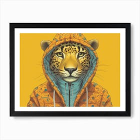 Yellow Leopard With Hoodie Pop Art Print