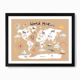 World Map In Sand Art Print