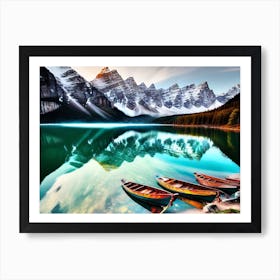 Three Boats On A Lake Art Print