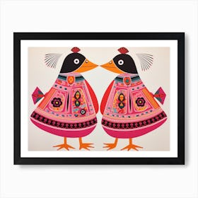 Duck 2 Folk Style Animal Illustration Art Print