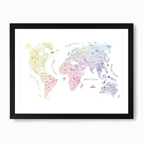 Rainbow World Map Art Print