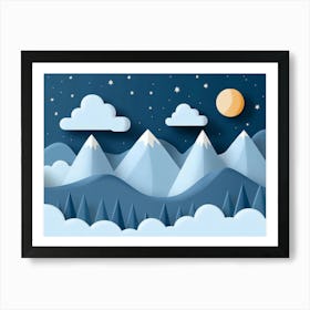 Night Sky With Mountains Art Print