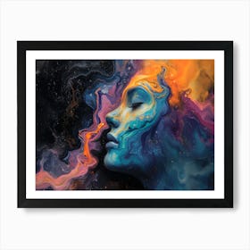 Fluid Art Portrait - Triadic Colors Art Print