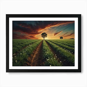 Sunset In The Field Art Print