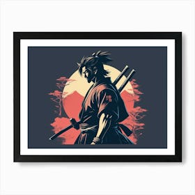 Anime Samurai Warrior Silhouette 3 Art Print