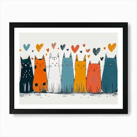 Cats With Hearts Art Print