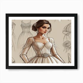 Wedding Dress Drawing 3 Art Print