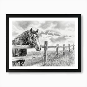 Horse On A Fence Art Print