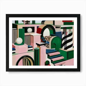 Abstract Painting of Geometric Shapes Art Print