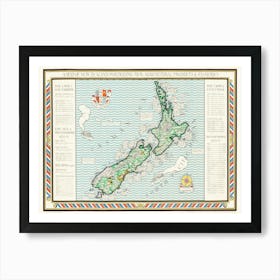 Poster A Map Of New Zealand (1913) Art Print