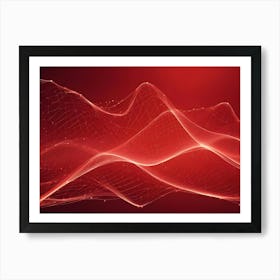 Abstract Image Of A Red, Glowing, Wave Like Form, Resembling A Network Or A Digital Signal 5 Art Print