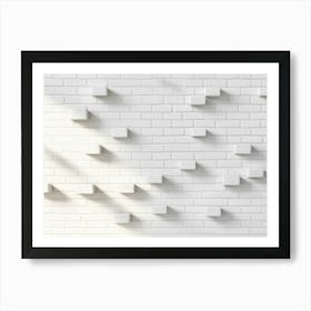 Abstract White Background With Brick Shadow Texture 1 Art Print