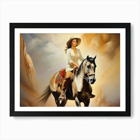 Woman Riding A Horse 6 Art Print