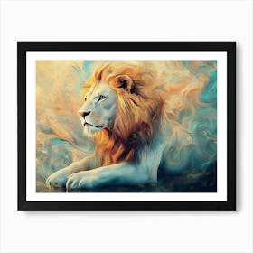 Lion Animal Abstract Art in Pastel Colors 1 Art Print