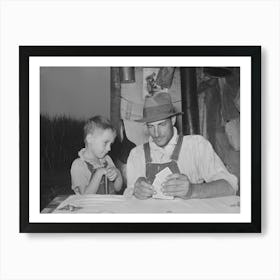 Day Laborer With Son Playing Penny Ante Poker, He Is A Worker In The Cane Fields Near New Iberia, Louisiana By Russell Art Print