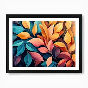 Beautiful Illustration Of Colorful Leaves 4 Art Print