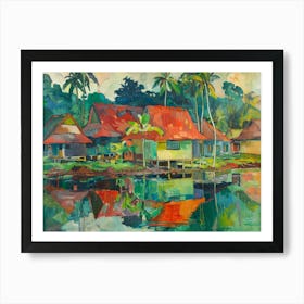 Village By The Water Art Print