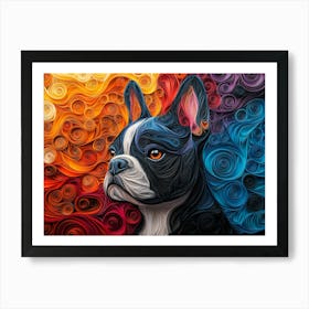 French Bulldog Paper Quilling Dog Portrait Art Print