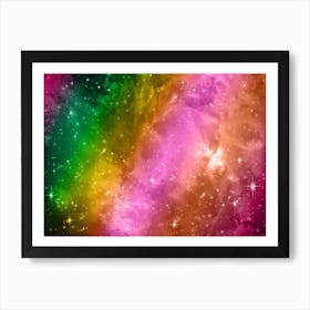 Magenta, Green, Yellow Galaxy Space Background Art Print