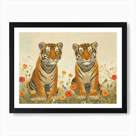 Floral Animal Illustration Bengal Tiger 3 Art Print