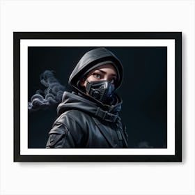 Girl Wearing A Gas Mask in the Apocalypse Art Print