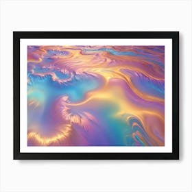 Abstract 3d Landscape With Undulating, Swirling Waves In Shades Of Pink, Blue, And Gold, Creating A Dreamy And Ethereal Effect Art Print