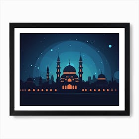 Islamic Mosque At Night Art Print Art Print
