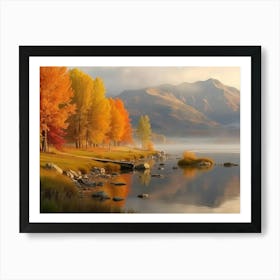 Autumn Trees By The Lake 1 Art Print