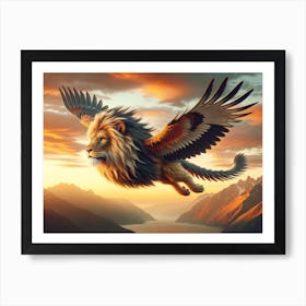 Sailing Lion-Bird Fantasy Art Print