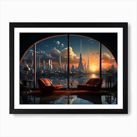 Futuristic Cityscape of Dubai Art Print