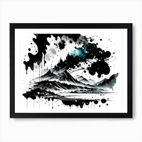 Mountains In Black And White Art Print