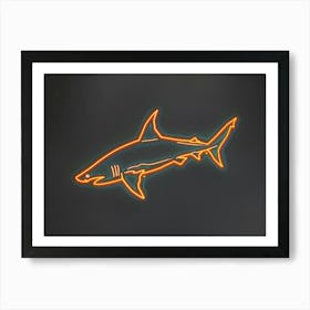 Orange Smooth Hammerhead Neon Shark 6 Art Print